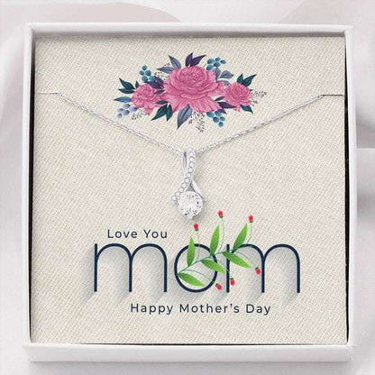 Mom Necklace, Love You Flower Alluring Beauty Necklace Gift For Mom Gifts for Mother (Mom) Rakva