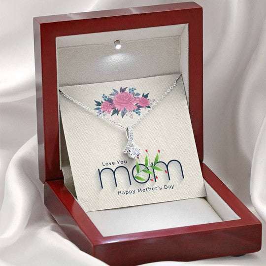 Mom Necklace, Love You Flower Alluring Beauty Necklace Gift For Mom Gifts for Mother (Mom) Rakva