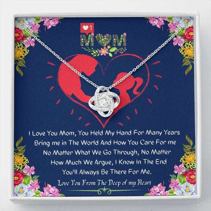 Mom Necklace, Love You From The Deep Of My Heart Gift For Mom Love Knot Necklace Gifts for Mother (Mom) Rakva