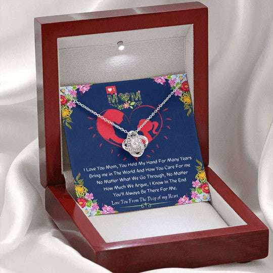 Mom Necklace, Love You From The Deep Of My Heart Gift For Mom Love Knot Necklace Gifts for Mother (Mom) Rakva