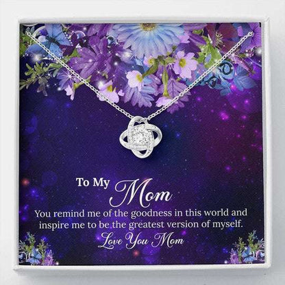 Mom Necklace, Love You Mom Purple Galaxy Gift For Mom Love Knot Necklace Gifts for Mother (Mom) Rakva