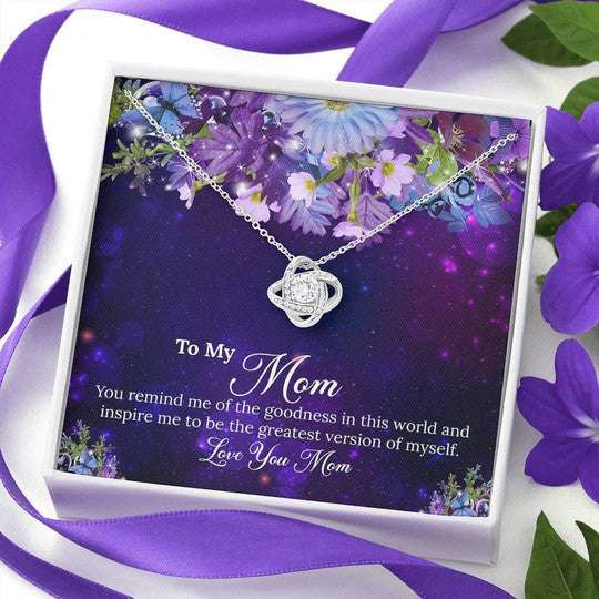 Mom Necklace, Love You Mom Purple Galaxy Gift For Mom Love Knot Necklace Gifts for Mother (Mom) Rakva