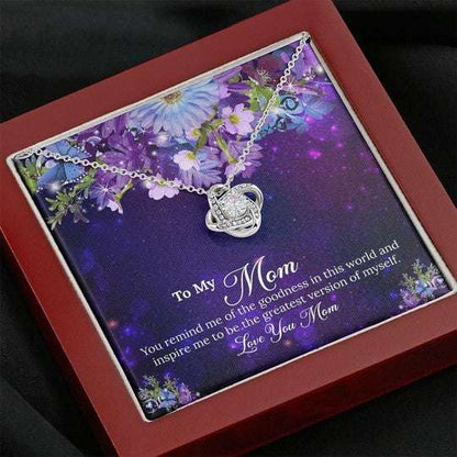 Mom Necklace, Love You Mom Purple Galaxy Gift For Mom Love Knot Necklace Gifts for Mother (Mom) Rakva