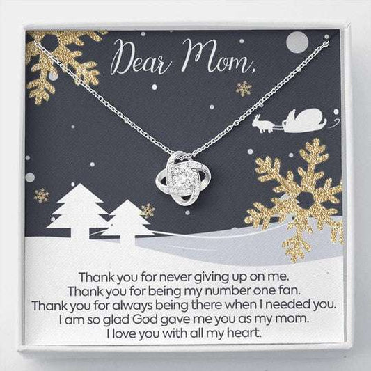 Mom Necklace, Love You With All My Heart Snowflake Love Knot Necklace Gifts For Mom Gifts for Mother (Mom) Rakva