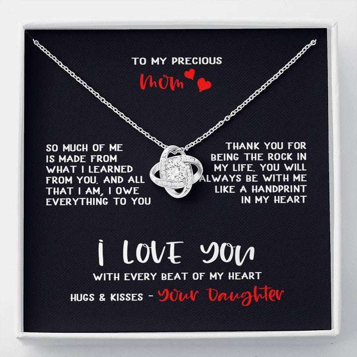 Mom Necklace, Love You With Every Beat Of My Heart Love Knot Necklace For Mom Gifts for Mother (Mom) Rakva