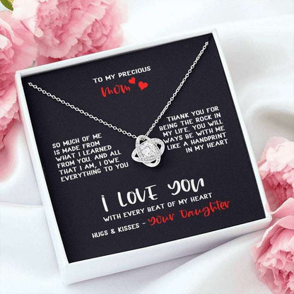 Mom Necklace, Love You With Every Beat Of My Heart Love Knot Necklace For Mom Gifts for Mother (Mom) Rakva