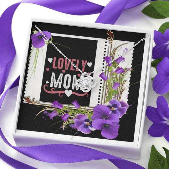 Mom Necklace, Lovely Mom Orchid Flowers Love Knot Necklace Gift For Mom Gifts for Mother (Mom) Rakva