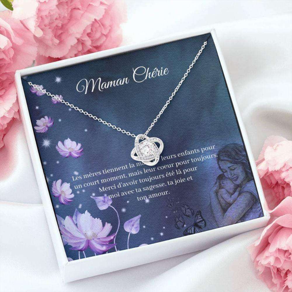 Mom Necklace, Maman Ch�Rie Gift “ Cadeau Fran�Ais “ French Mom Necklace “ Ma Mere Carte “ Knot Necklace “ French Quote Gifts for Mother (Mom) Rakva