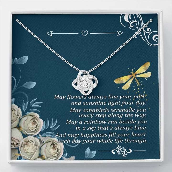 Mom Necklace, May Flowers Always Line Your Path Love Knot Necklace For Mom Gifts for Mother (Mom) Rakva