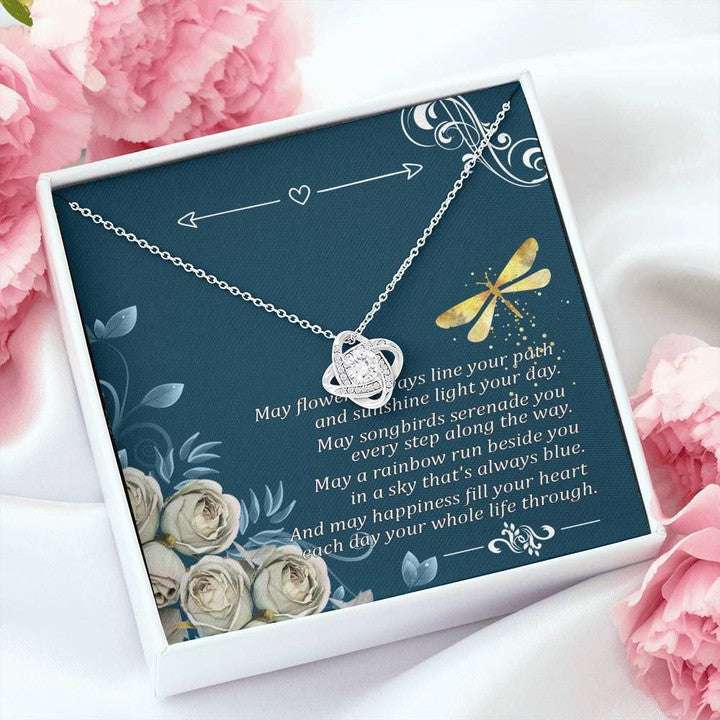 Mom Necklace, May Flowers Always Line Your Path Love Knot Necklace For Mom Gifts for Mother (Mom) Rakva