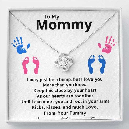 Mom Necklace, Meaningful Gift For Mom Love Knot Necklace I May Just Be A Bump Gifts for Mother (Mom) Rakva