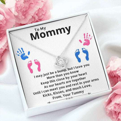 Mom Necklace, Meaningful Gift For Mom Love Knot Necklace I May Just Be A Bump Gifts for Mother (Mom) Rakva