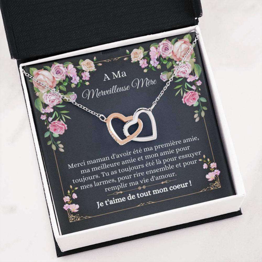 Mom Necklace, Mere Necklace “ French Mom Card “ Cadeau Ma Mere “ Mom Message Necklace “ Heart Necklace “ Mere Keepsake Gifts for Mother (Mom) Rakva