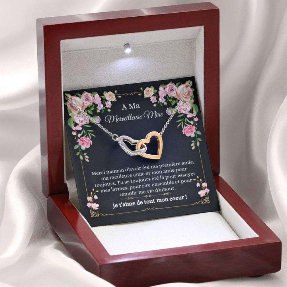 Mom Necklace, Mere Necklace “ French Mom Card “ Cadeau Ma Mere “ Mom Message Necklace “ Heart Necklace “ Mere Keepsake Gifts for Mother (Mom) Rakva