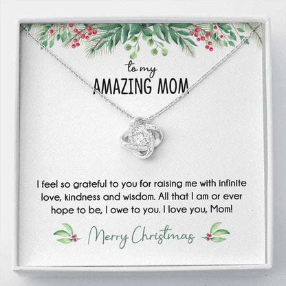 Mom Necklace, Merry Christmas Love You Gift For Mom Love Knot Necklace Gifts for Mother (Mom) Rakva