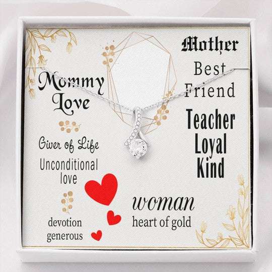 Mom Necklace, Message Card Alluring Beauty Necklace Gift For Mom Teacher Loyal Kind Gifts for Mother (Mom) Rakva