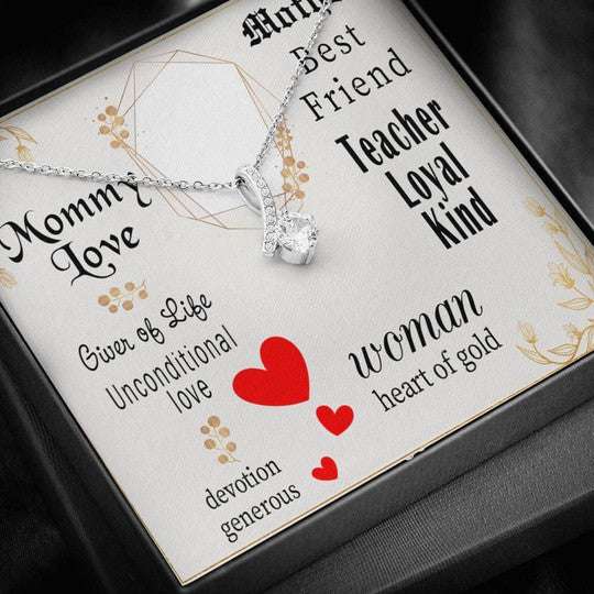 Mom Necklace, Message Card Alluring Beauty Necklace Gift For Mom Teacher Loyal Kind Gifts for Mother (Mom) Rakva