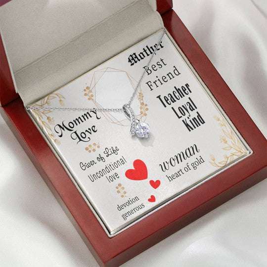 Mom Necklace, Message Card Alluring Beauty Necklace Gift For Mom Teacher Loyal Kind Gifts for Mother (Mom) Rakva