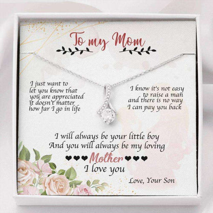 Mom Necklace, Message Card Necklace, To My Mom “ I Will Always Be Your Little Boy, I Love You, Necklace Gift From Son Gifts for Mother (Mom) Rakva