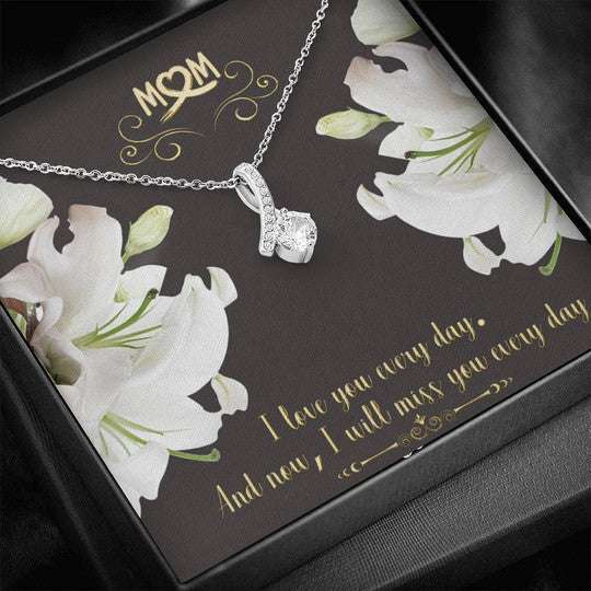 Mom Necklace, Miss You Everyday Alluring Beauty Necklace Gift For Mom Gifts for Mother (Mom) Rakva