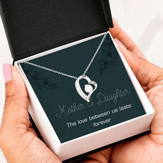 Mom Necklace, Mom And Daughter The Love Between Us Lasts Forever Gift For Mom Forever Love Necklace Gifts For Daughter Rakva