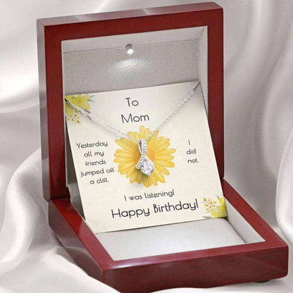 Mom Necklace, Mom Birthday Cliff Dive Sparkle Ribbon Necklace Gifts for Mother (Mom) Rakva