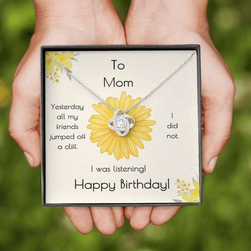 Mom Necklace, Mom Birthday Gift Cliff Dive Love Knot Necklace Gifts for Mother (Mom) Rakva