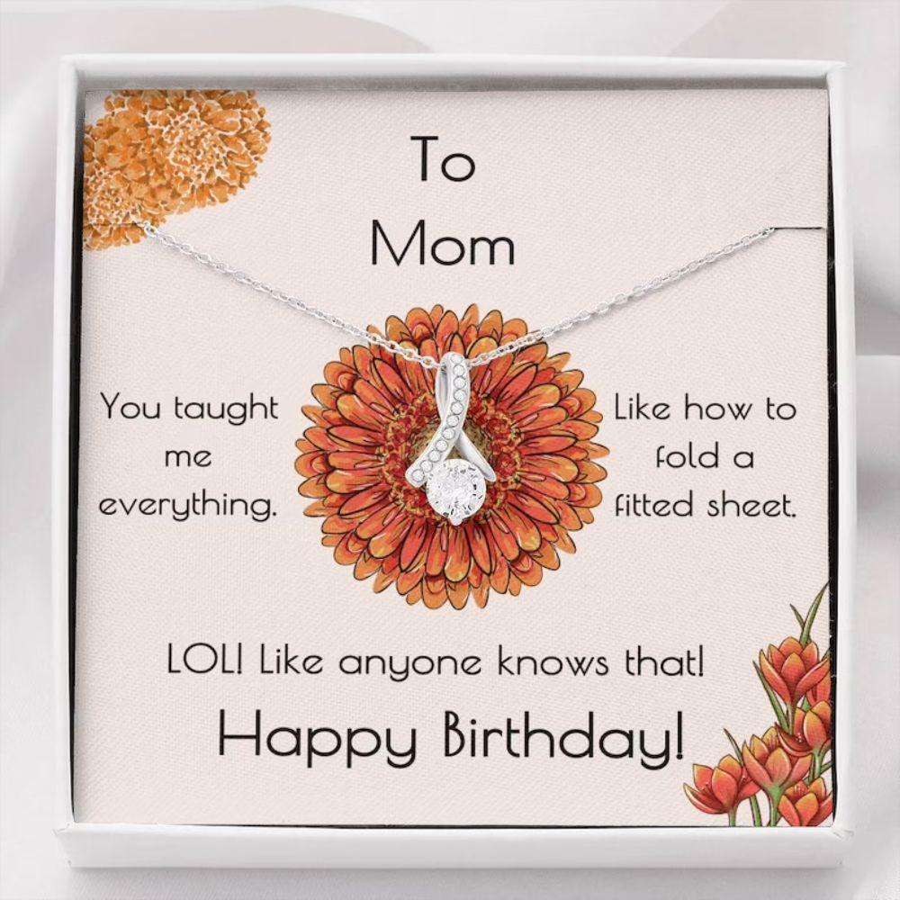 Mom Necklace, Mom Birthday Gift Fitted Sheet Sparkle Ribbon Necklace Gifts for Mother (Mom) Rakva