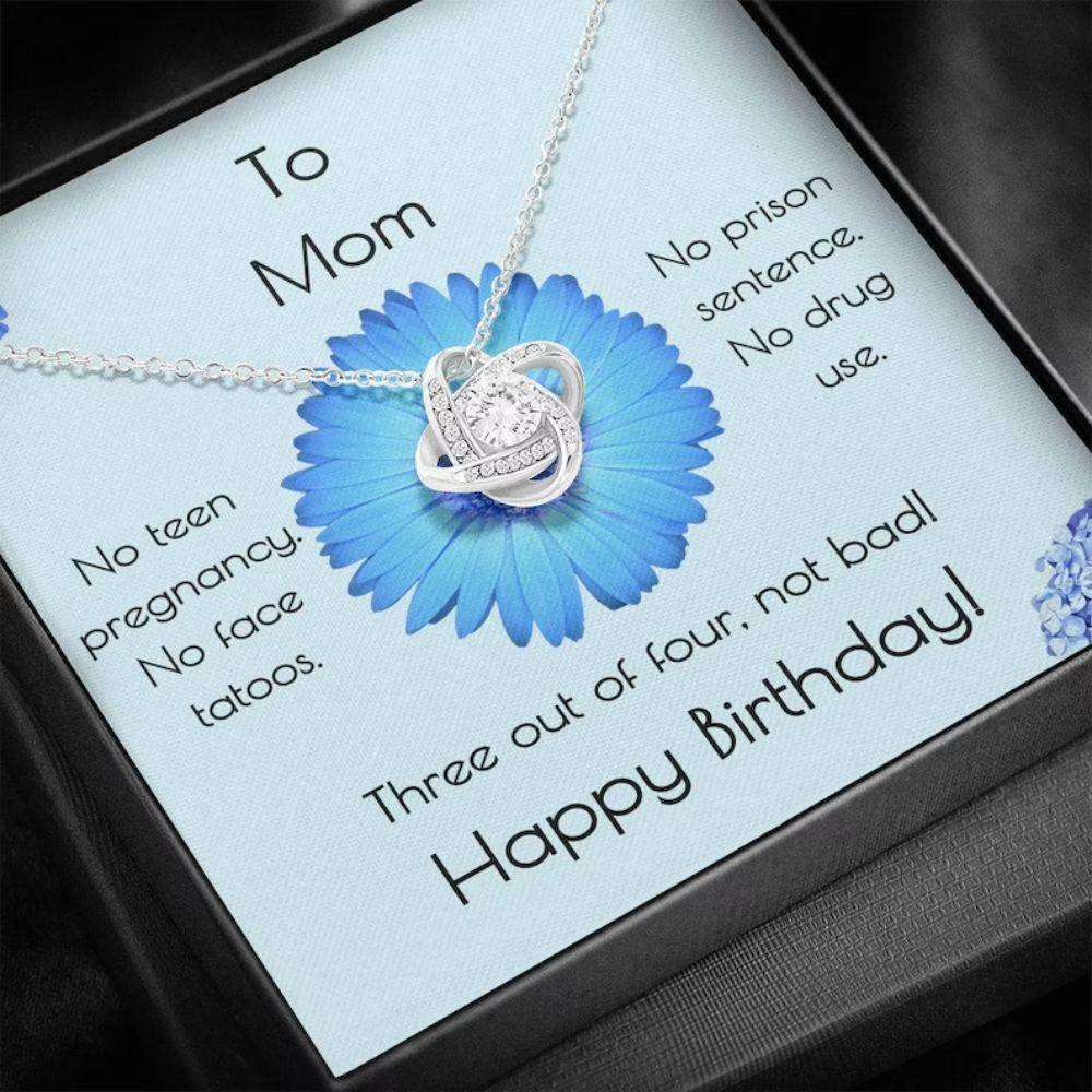 Mom Necklace, Mom Birthday Gift Three Out Of Four Love Knot Necklace Gifts for Mother (Mom) Rakva