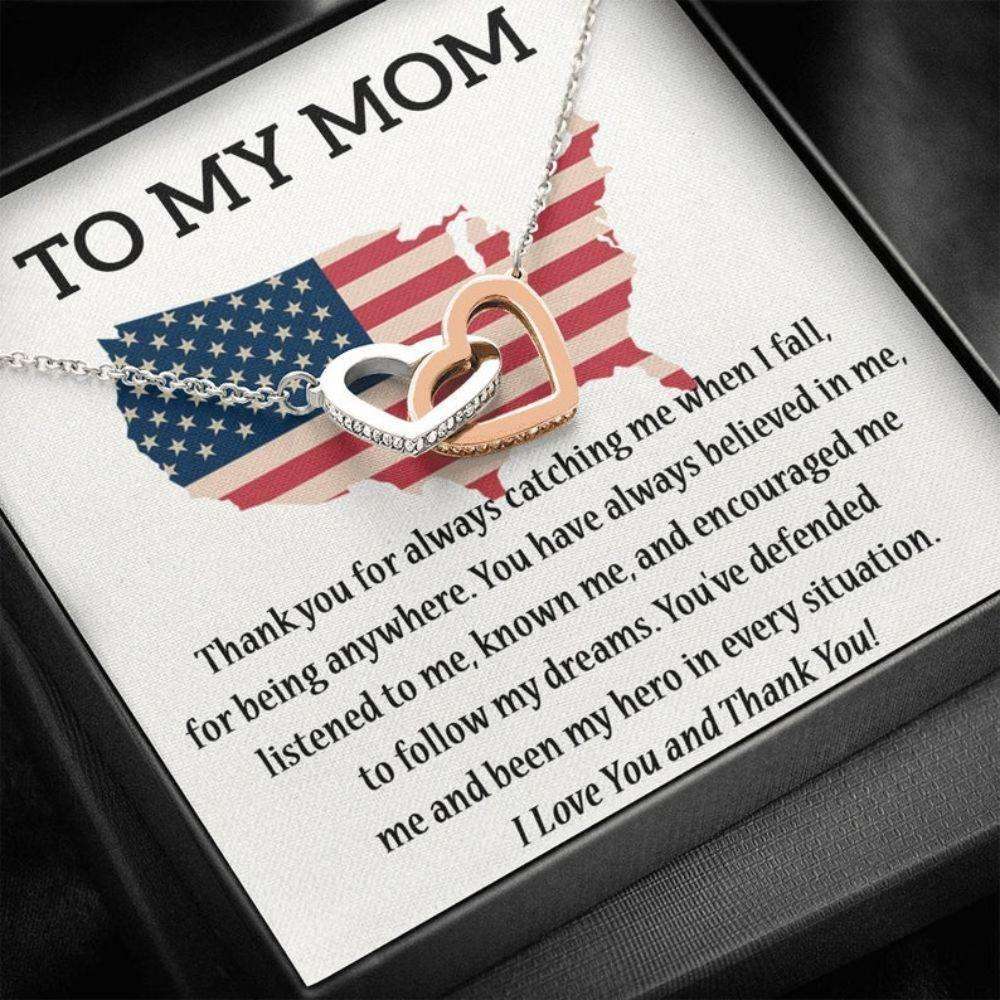 Mom Necklace, Mom Birthday Necklace Gift, July 4Th Patriotic For Mom, Independence Day Gift For Mom, Gift From Daughter/Son Gifts For Daughter Rakva