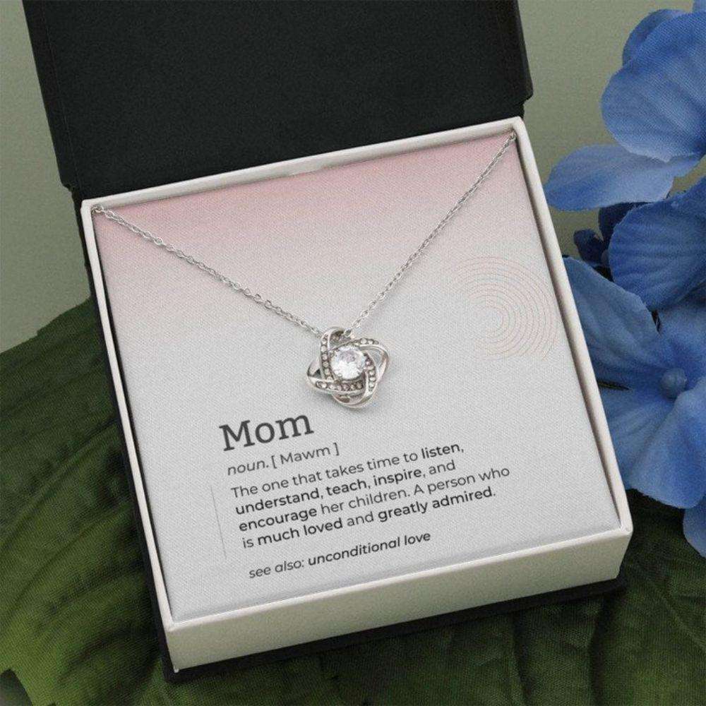 Mom Necklace, Mom Definition Jewelry With Message Card “ Love Knot Necklace For Mom Gifts for Mother (Mom) Rakva