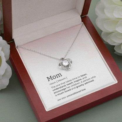 Mom Necklace, Mom Definition Jewelry With Message Card “ Love Knot Necklace For Mom Gifts for Mother (Mom) Rakva