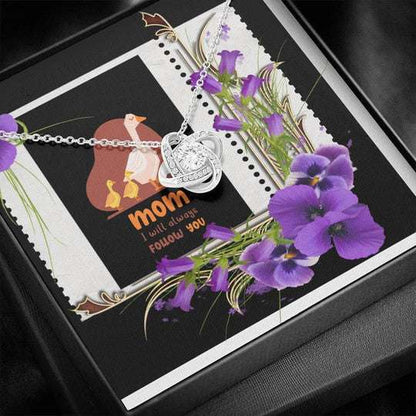 Mom Necklace, Mom I Will Always Follow You Ducks With Orchid Love Knot Necklace For Mom Gifts for Mother (Mom) Rakva