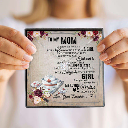 Mom Necklace, Mom Nurse Mothers Day Necklace Gift “ Always Be Your Litte Girl Gift For Mom Love Knot Gifts for Mother (Mom) Rakva