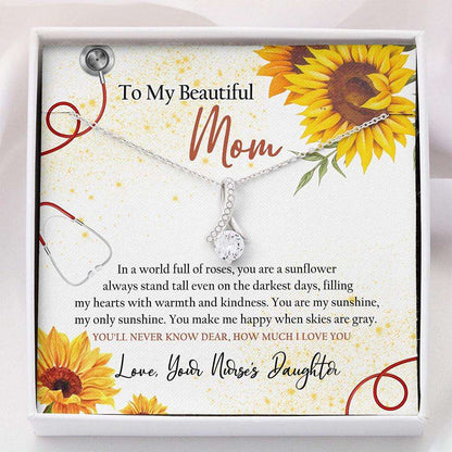 Mom Necklace, Mom Nurse Necklace “ To My Beautiful Mom Gift “ Your Nurse’S Daughter Gifts For Daughter Rakva