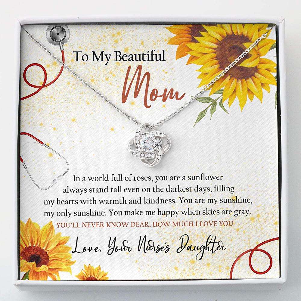 Mom Necklace, Mom Nurse Necklace “ To My Beautiful Mom Gift “ Your Nurse’S Daughter Gifts For Daughter Rakva