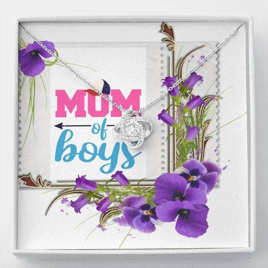 Mom Necklace, Mom Of Boys Orchid Flowers Love Knot Necklace Gift For Mom Gifts for Mother (Mom) Rakva