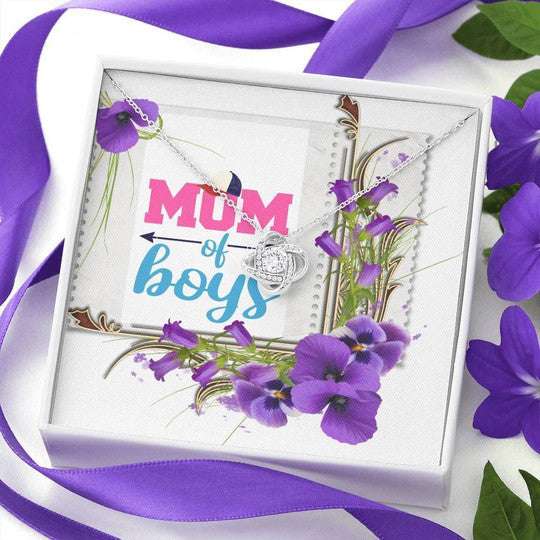 Mom Necklace, Mom Of Boys Orchid Flowers Love Knot Necklace Gift For Mom Gifts for Mother (Mom) Rakva