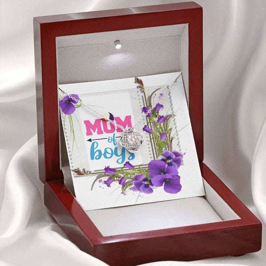 Mom Necklace, Mom Of Boys Orchid Flowers Love Knot Necklace Gift For Mom Gifts for Mother (Mom) Rakva