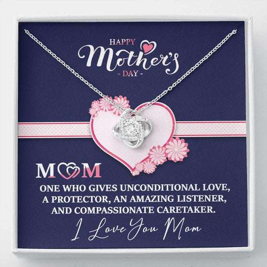 Mom Necklace, Mom One Who Gives Unconditionally Love Gift For Mom Love Knot Necklace Gifts for Mother (Mom) Rakva