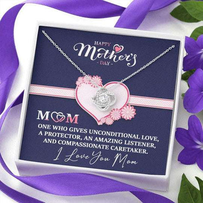 Mom Necklace, Mom One Who Gives Unconditionally Love Gift For Mom Love Knot Necklace Gifts for Mother (Mom) Rakva