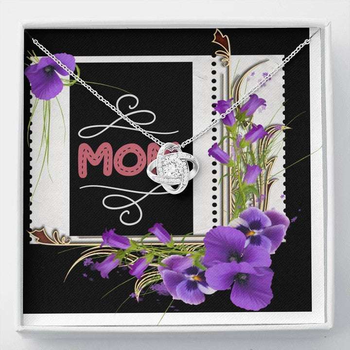 Mom Necklace, Mom With Purple Orchid Flowers Love Knot Necklace For Mom Gifts for Mother (Mom) Rakva