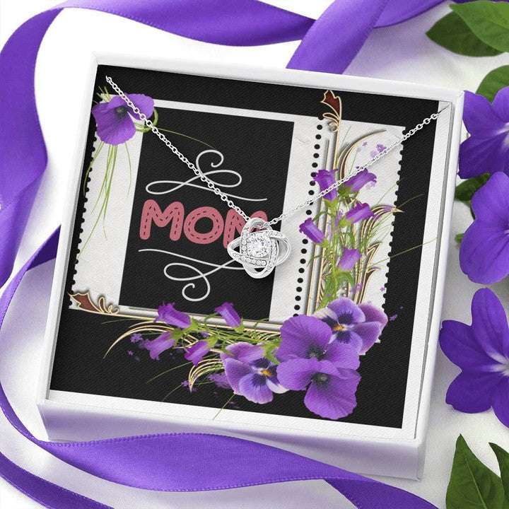 Mom Necklace, Mom With Purple Orchid Flowers Love Knot Necklace For Mom Gifts for Mother (Mom) Rakva