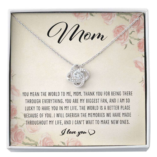 Mom Necklace, Mom You Mean The World To Me “ Love Knot Necklace For Karwa Chauth Rakva