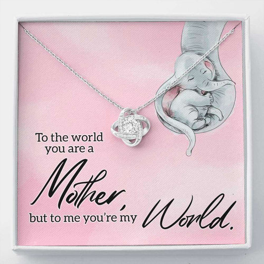 Mom Necklace, Mom You’Re My World Love Knot Necklace Gifts for Mother (Mom) Rakva