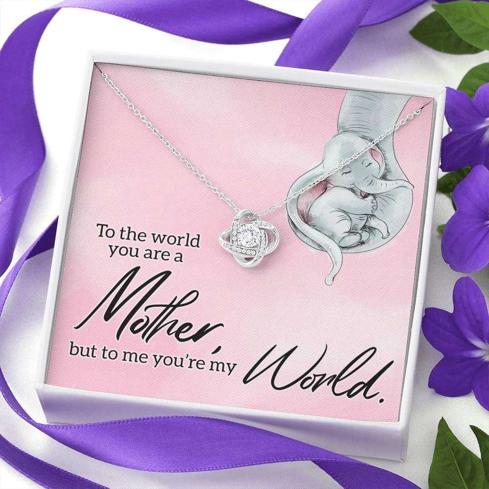 Mom Necklace, Mom You’Re My World Love Knot Necklace Gifts for Mother (Mom) Rakva