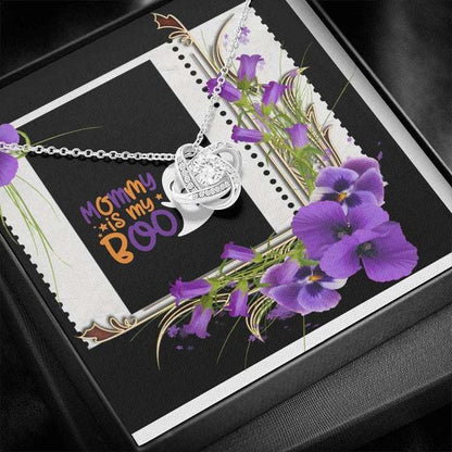 Mom Necklace, Mommy Is My Boo Orchid Flowers Love Knot Necklace Gift For Mom Gifts for Mother (Mom) Rakva