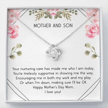 Mom Necklace, Mother And Son Your Nurturing Care Love Knot Necklace Gifts for Mother (Mom) Rakva