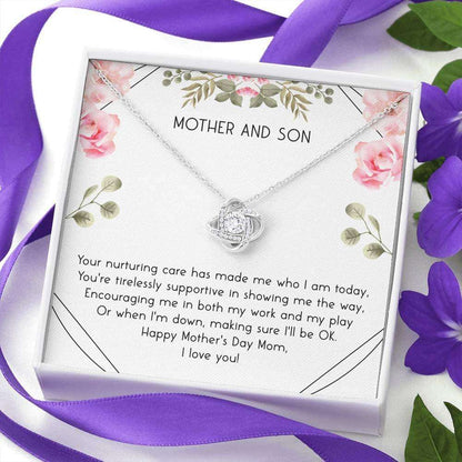 Mom Necklace, Mother And Son Your Nurturing Care Love Knot Necklace Gifts for Mother (Mom) Rakva