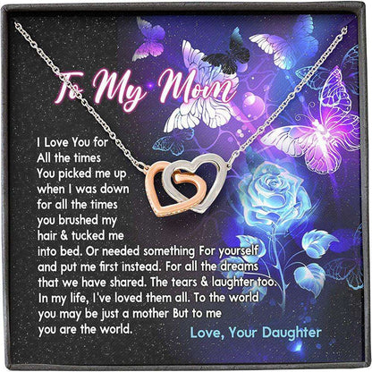 Mom Necklace, Mother Daughter Necklace, Presents For Mom Gifts, World Butterfly Rose Gifts For Daughter Rakva